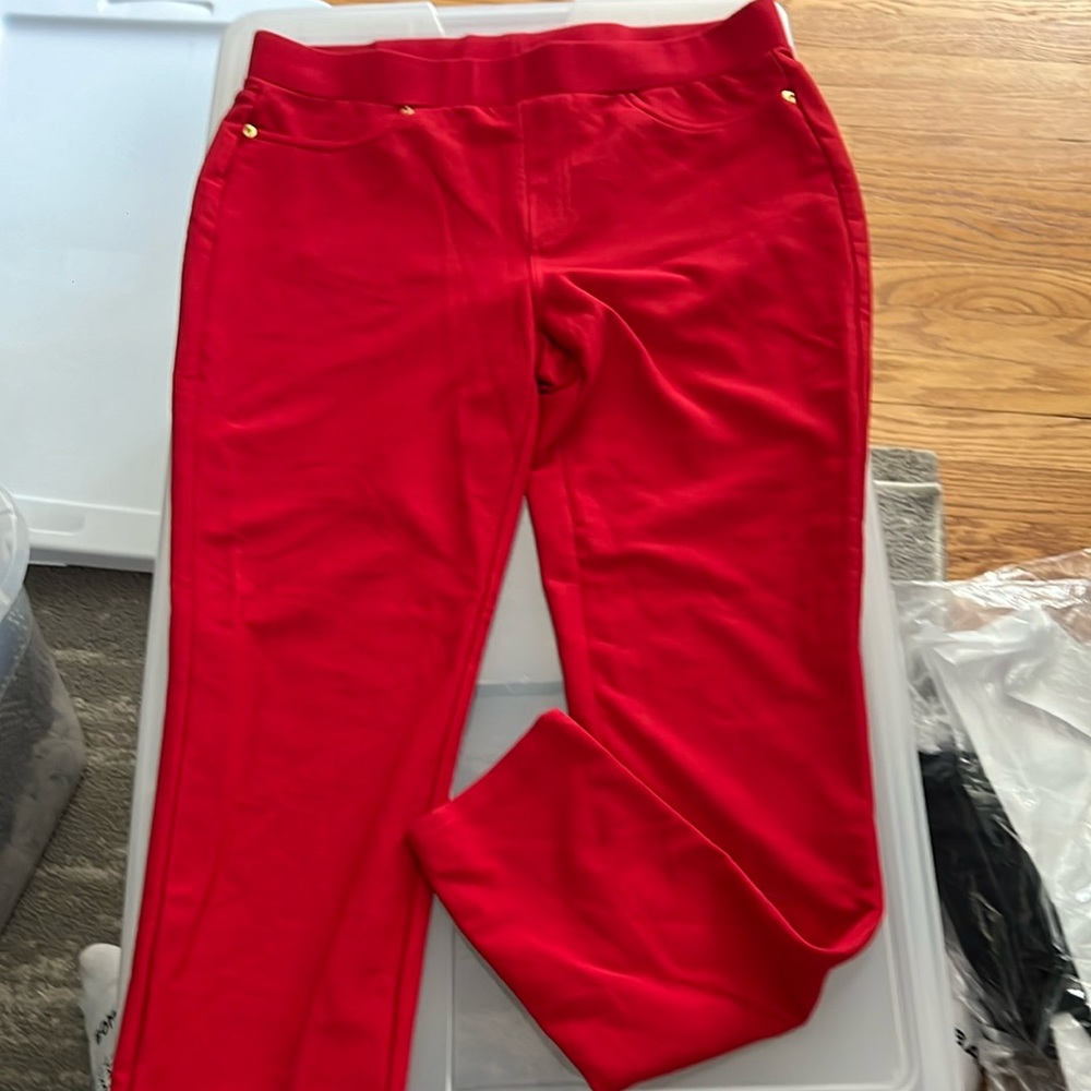 Large Red Womens Michael Kors stretch type pant